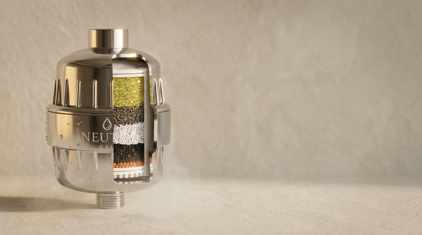 Neutra Bali filter cutaway showing the layered filtration media inside