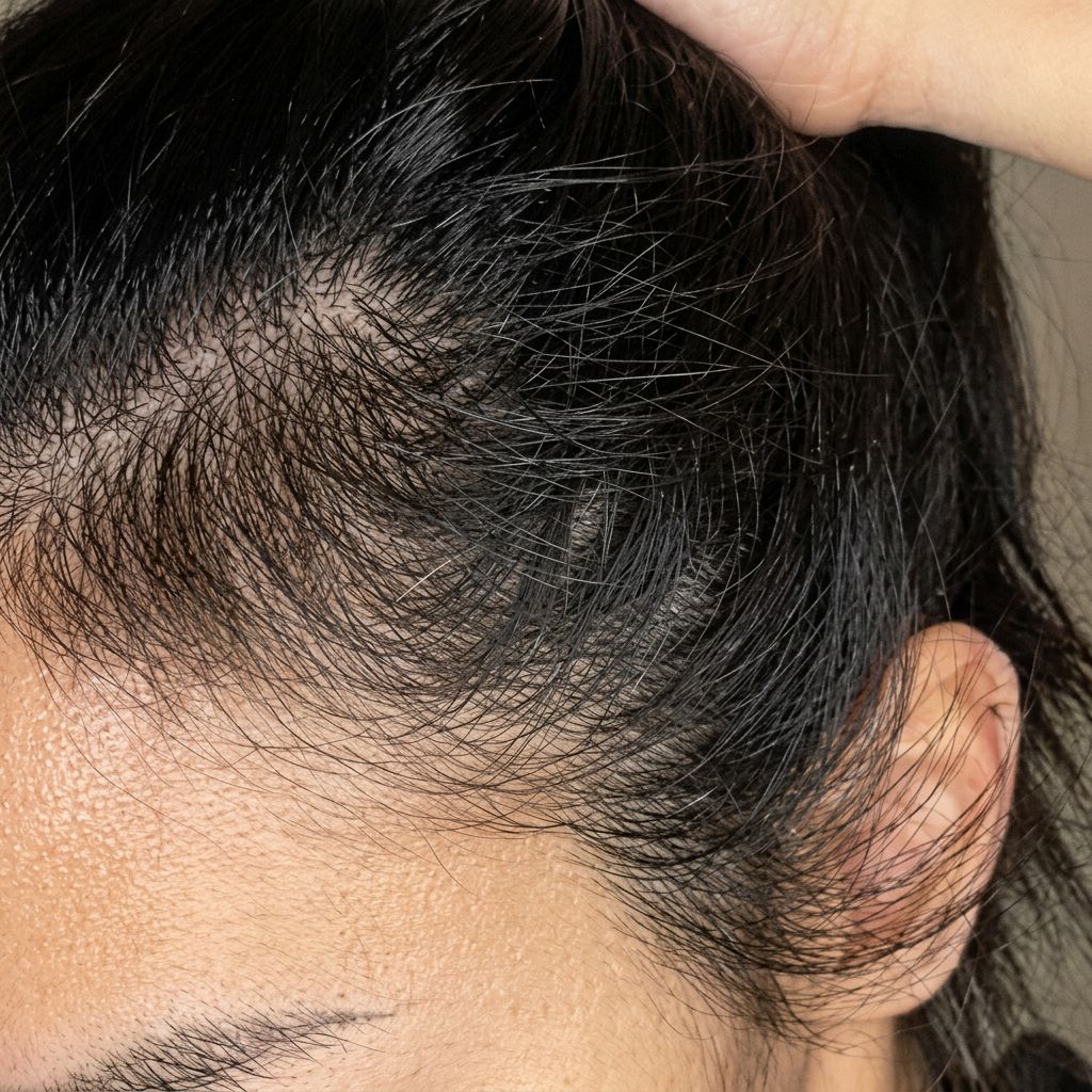 Scalp & roots before and after switching to filtered shower water — after