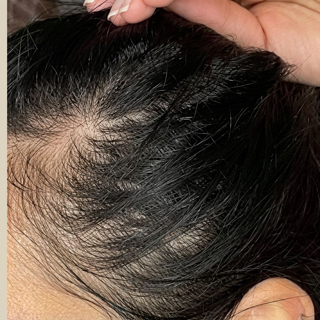 Scalp & roots before and after switching to filtered shower water — before